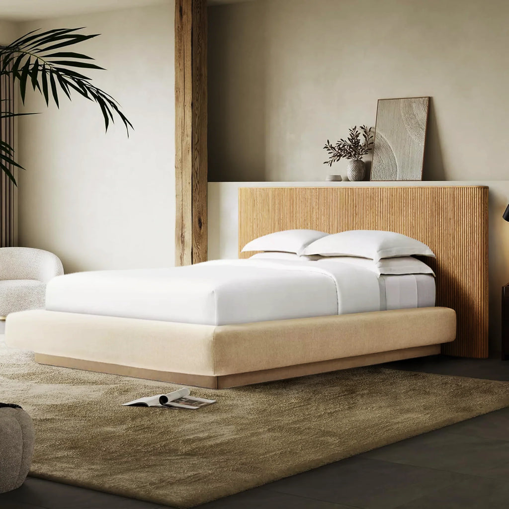 Mulholland Extended Wooden Bed Frame With Fabric Base