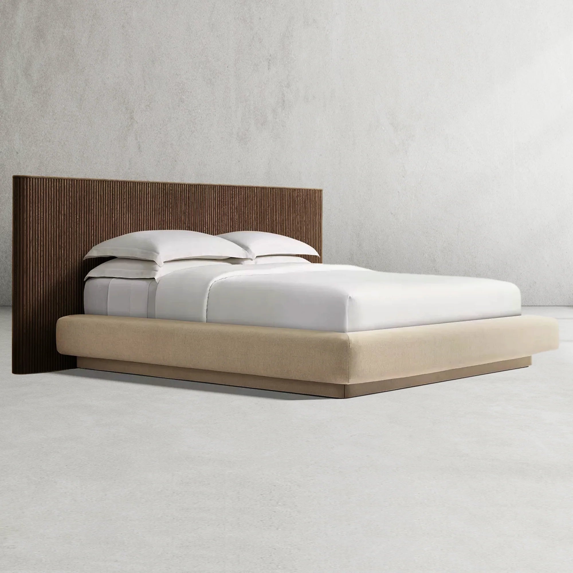 Mulholland Extended Wooden Bed Frame With Fabric Base