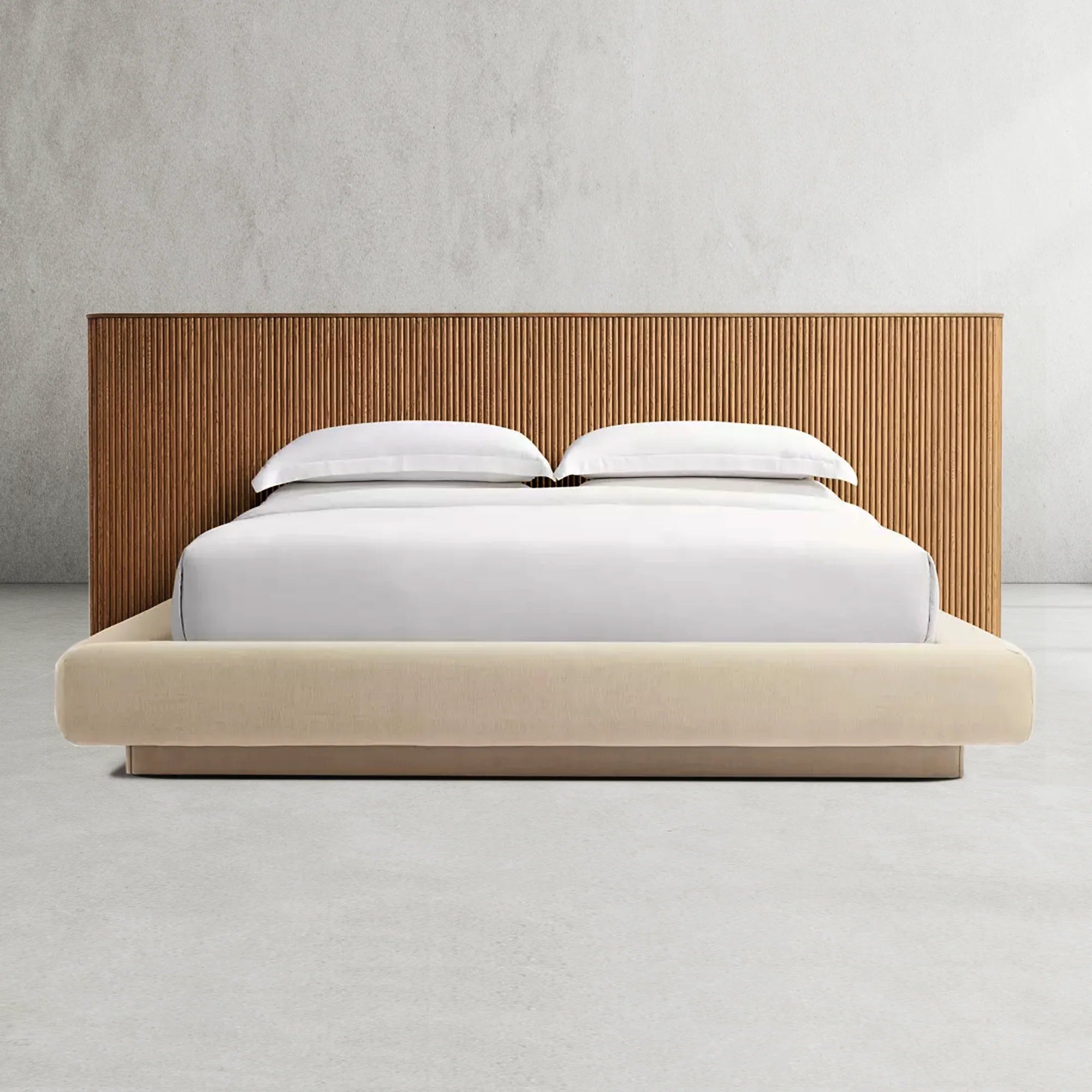 Mulholland Extended Wooden Bed Frame With Fabric Base