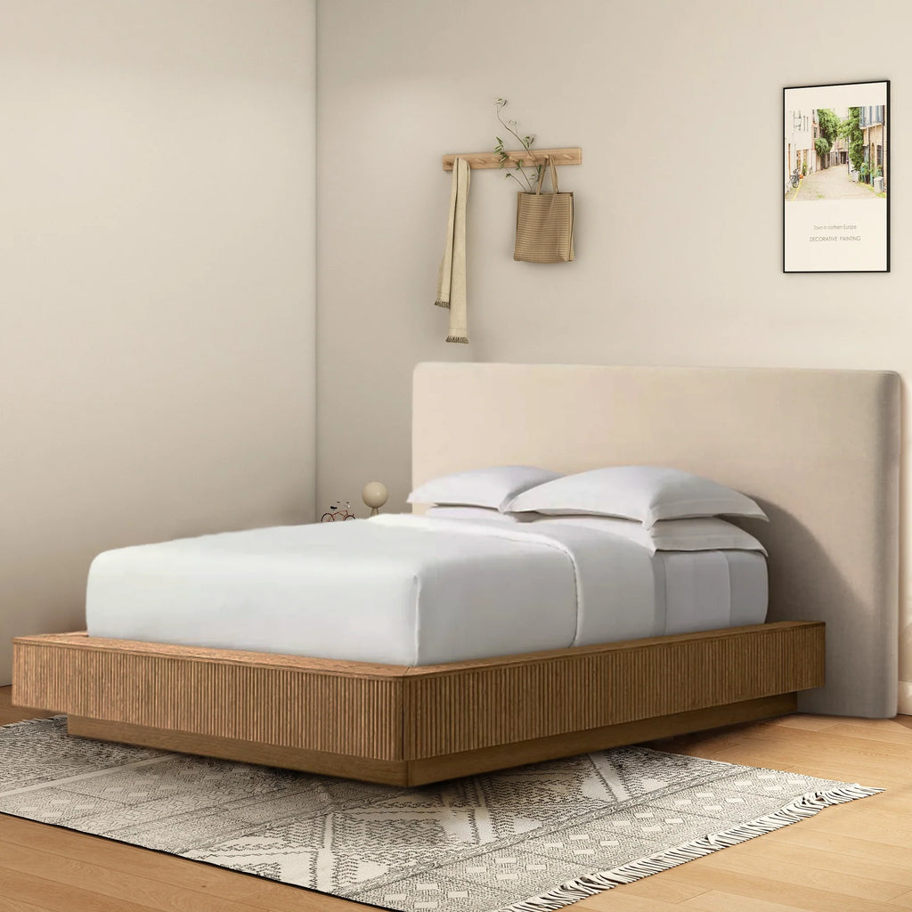 Mulholland Extended Wooden Bed Frame With Fabric Base
