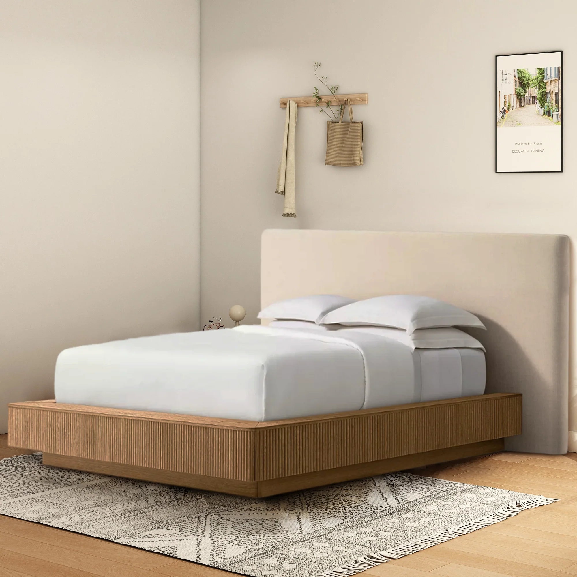 Mulholland Extended Wooden Bed Frame With Fabric Base
