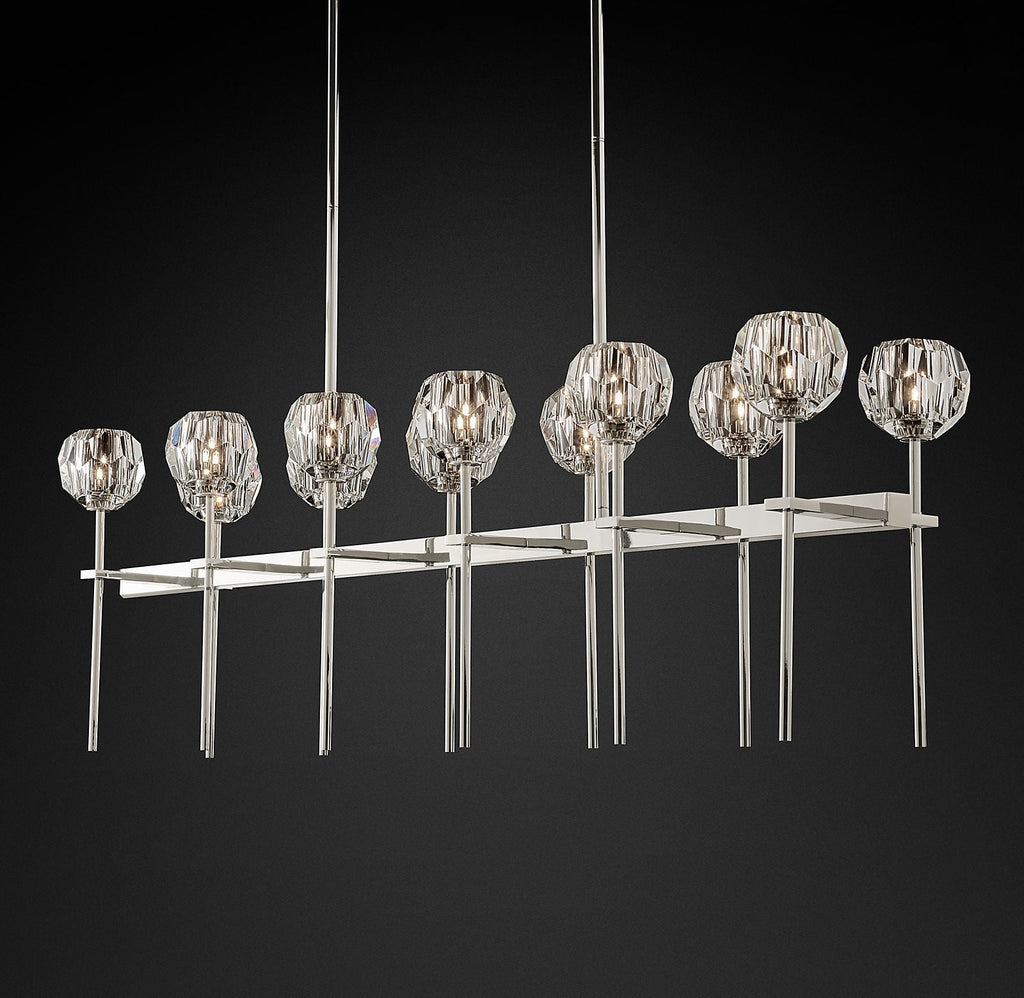 Bille De Crystal Ball Double Linear Chandelier 60"