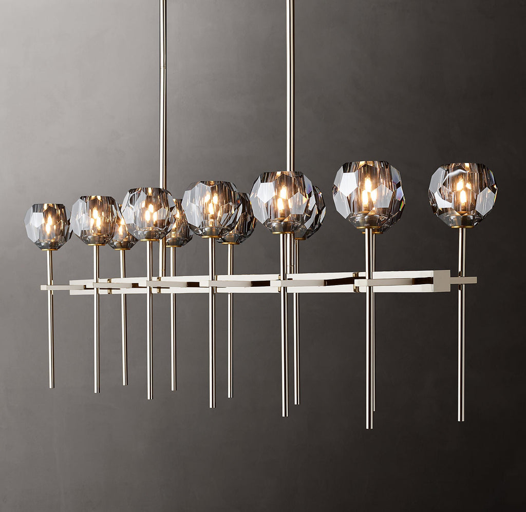 Bille De Crystal Ball Double Linear Chandelier 60"