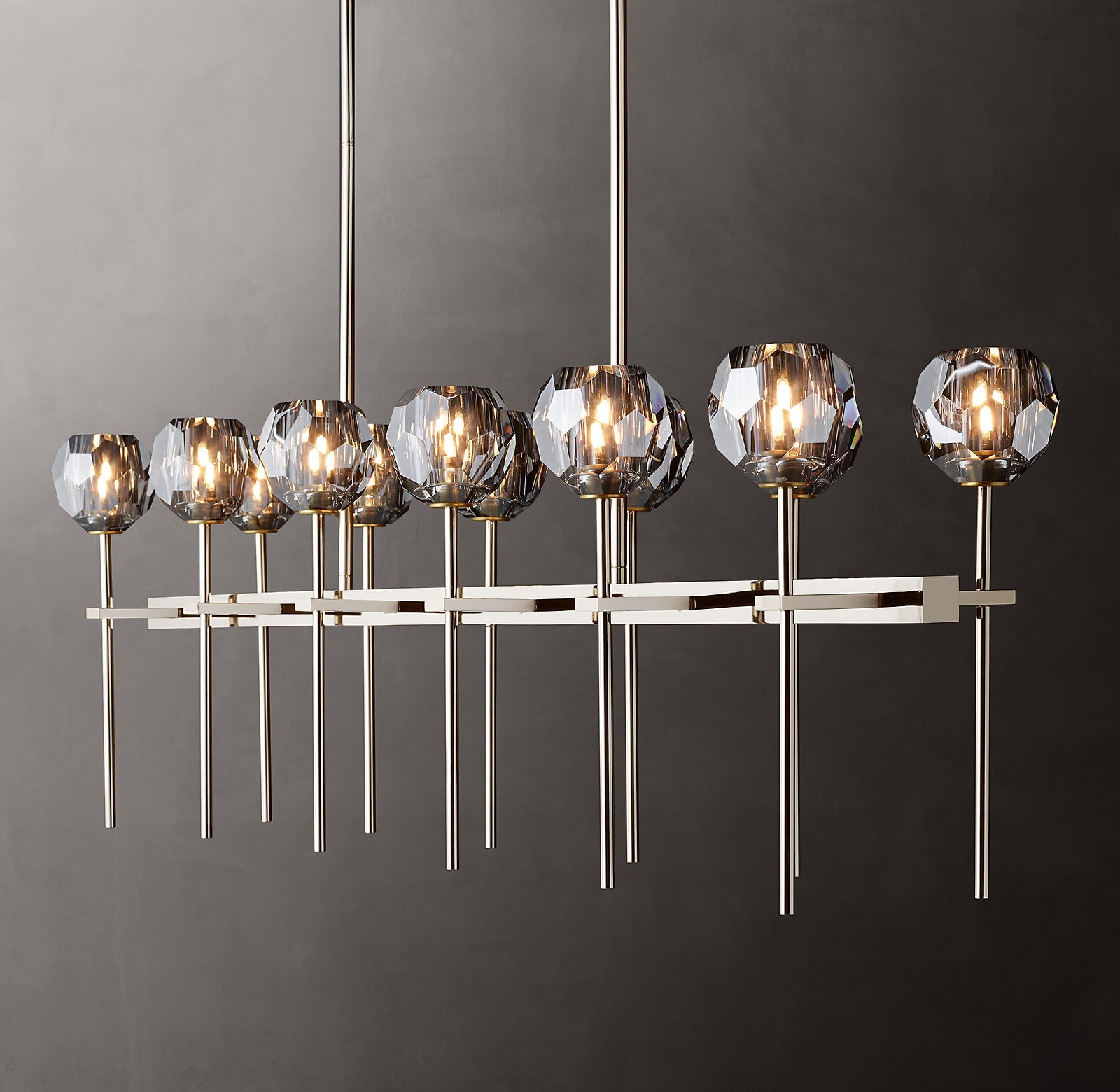 Bille De Crystal Ball Double Linear Chandelier 60"